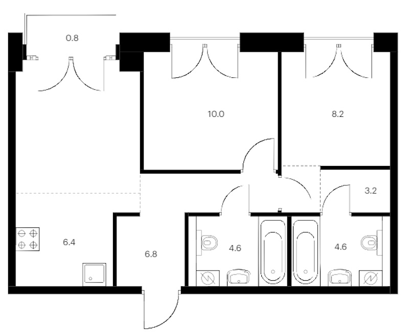 2-комнатная квартира 55 м², 7/9 эт., ЖК «Лермонтовский 54»